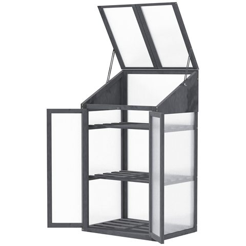 Outsunny minidrivhus i træ, 70 × 50 × 120 cm