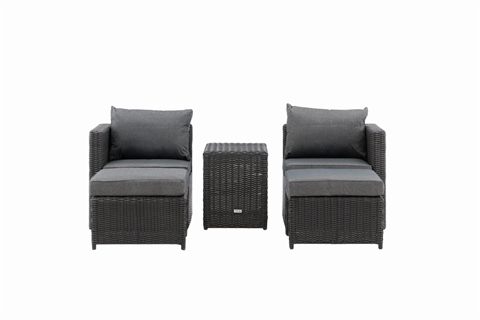 Quad loungesæt, sort, stål