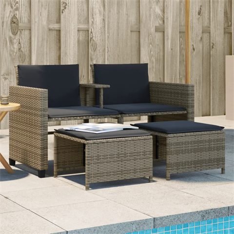 vidaXL 2-personers havesofa med bord og skamler