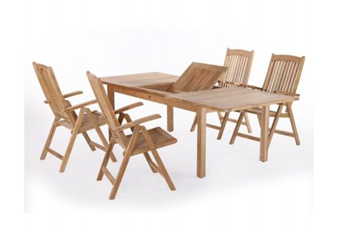 Alsa Madrid teak havemøbelsæt, 4 stole, udtræk 180/240 cm