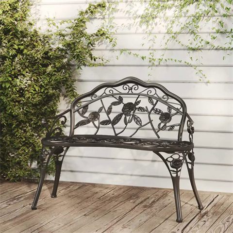 vidaXL havebænk i støbt aluminium, 100 cm