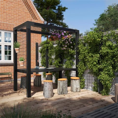 PLUS Daylife pergola med bord og espalier, model 1
