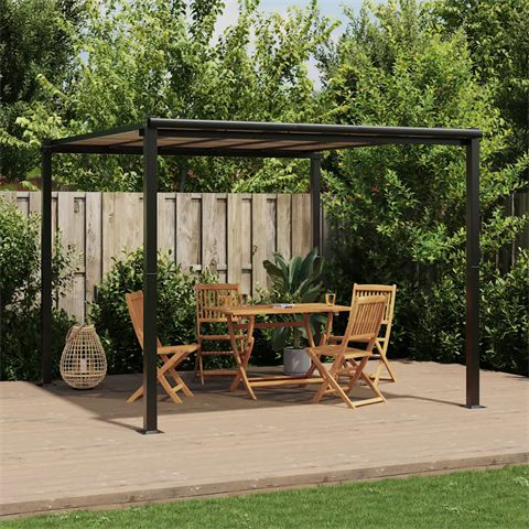 vidaXL havepavillon i alu med polycarbonattag, 3 × 3 m