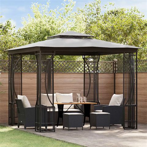 vidaXL pavillon med net, 3 × 3 m