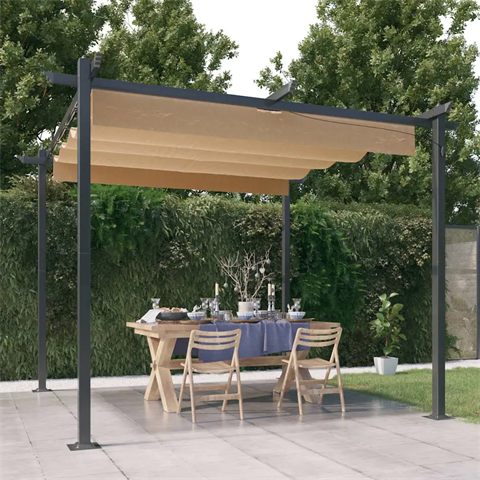 vidaXL havepavillon med sammenrulleligt tag, 3 × 3 m