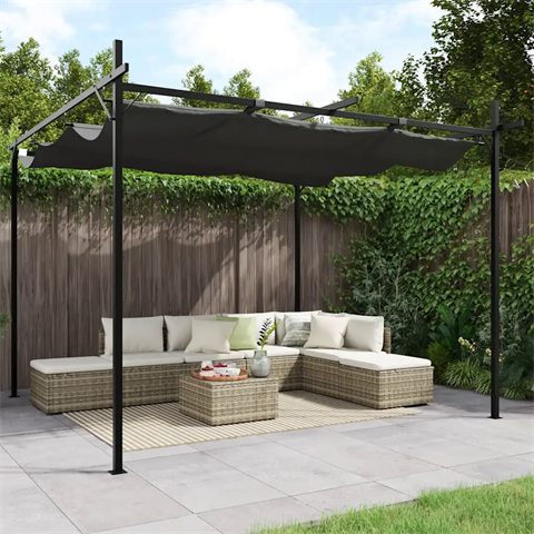 vidaXL pergola med sammenrulleligt tag, 295 × 292 cm