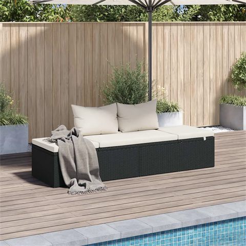 vidaXL solseng i sort polyrattan, 195 × 60 cm