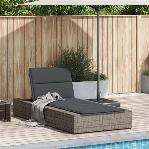 vidaXL solseng med flydende hynde i grå polyrattan