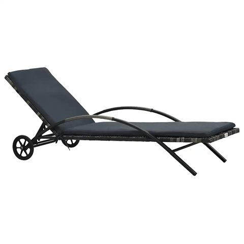 vidaXL solseng med hynde og hjul i antracitgrå polyrattan