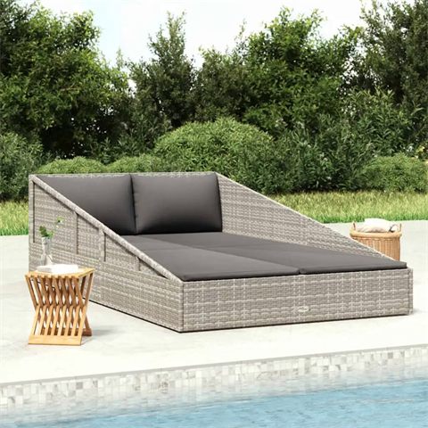 vidaXL solseng 110 × 200 cm i grå polyrattan