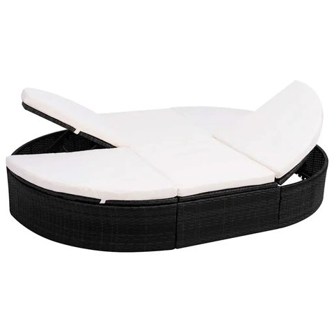 vidaXL 2-personers solseng med hynde i sort polyrattan