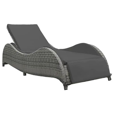vidaXL dobbelt liggestol med hynde i antracitgrå polyrattan, 200 × 73 cm