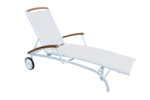 Brafab Andy solvogn i aluminium med teak-armlæn