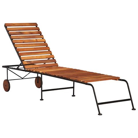 vidaXL liggestol i akacie med stålben, 205 cm