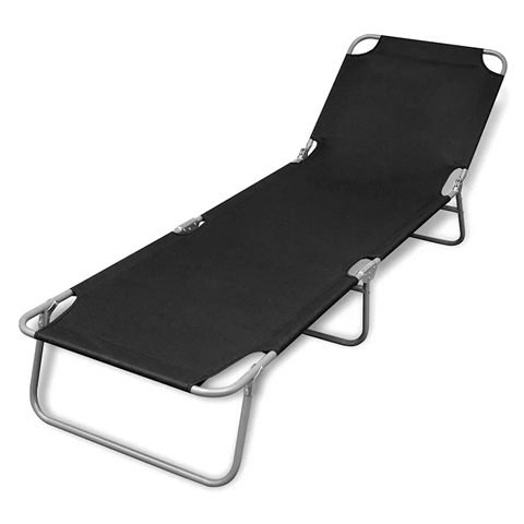 vidaXL foldbar liggestol i stål og stof med bladtryk
