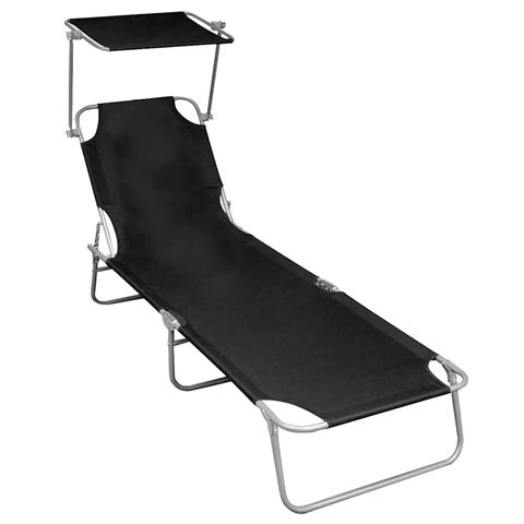 vidaXL foldbar liggestol med baldakin i aluminium