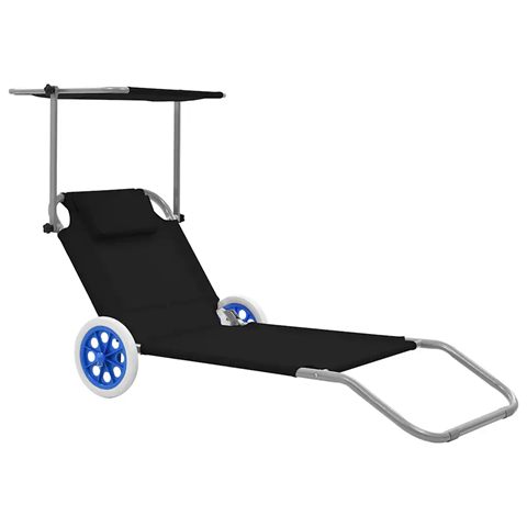 vidaXL foldbar liggestol med baldakin og hjul