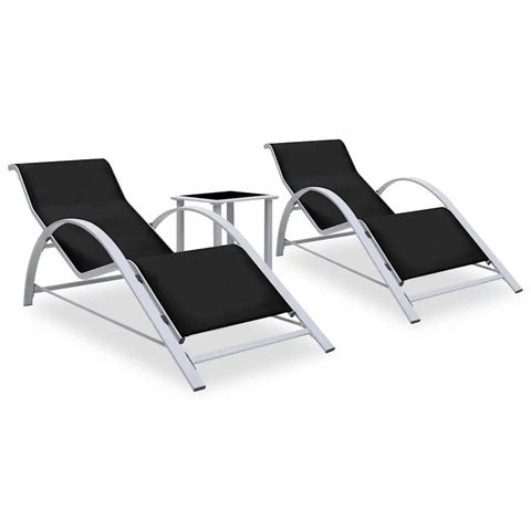 vidaXL to liggestole i aluminium og textilene med bord