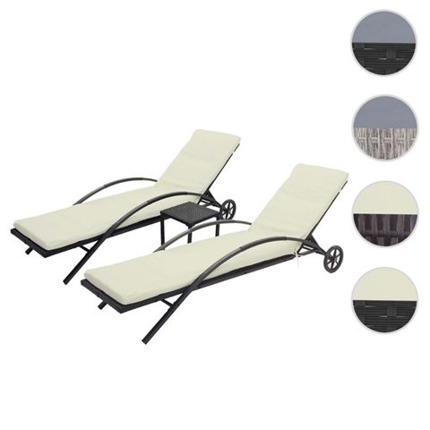 To polyrattan-liggestole med havebord